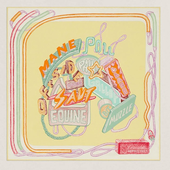Hermes Accessories - Never used/worn Hermes Chevaloscope Neon scarf. 100% silk.